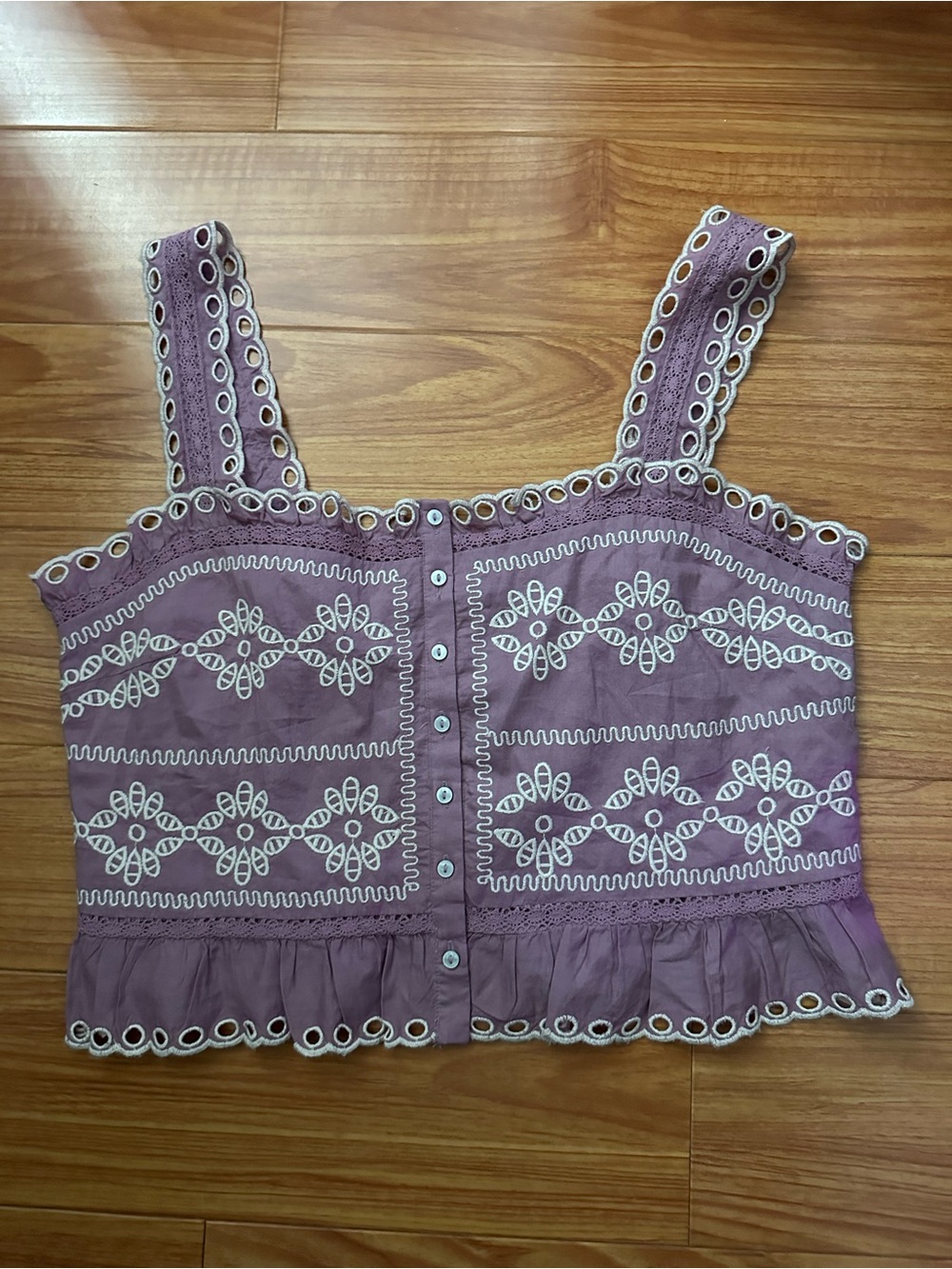 American Eagle Eyelet Crop Top - Lavender Purple